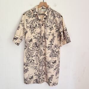 Etro Floral Short Sleeve Cotton Dress Cream Size 46/10